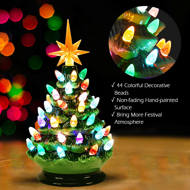 15 Inch Pre-Lit Hand-Painted Ceramic National Christmas Tree