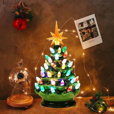 15 Inch Pre-Lit Hand-Painted Ceramic National Christmas Tree