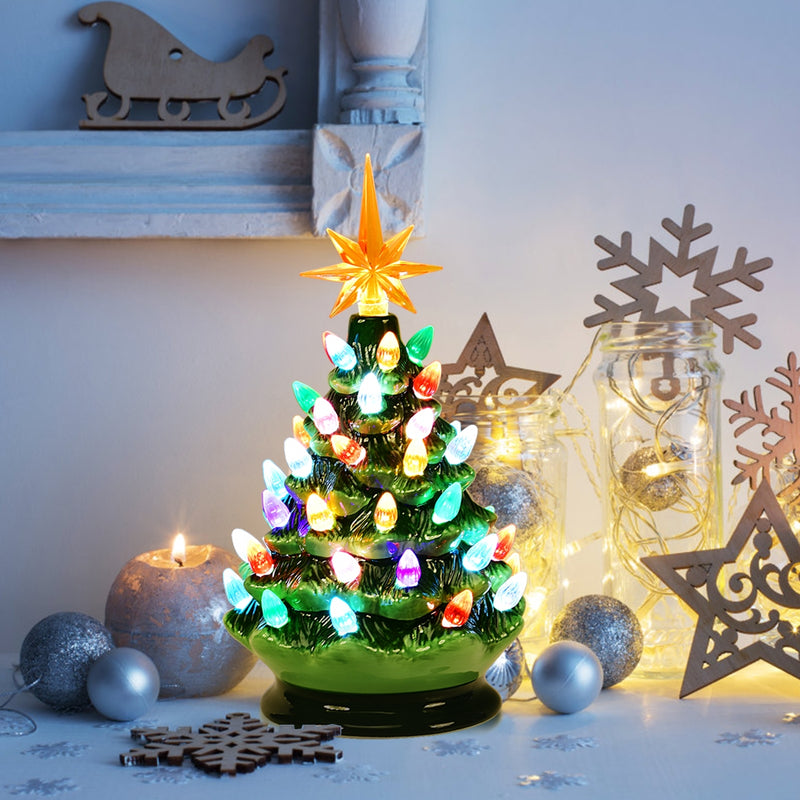 15 Inch Pre-Lit Hand-Painted Ceramic National Christmas Tree