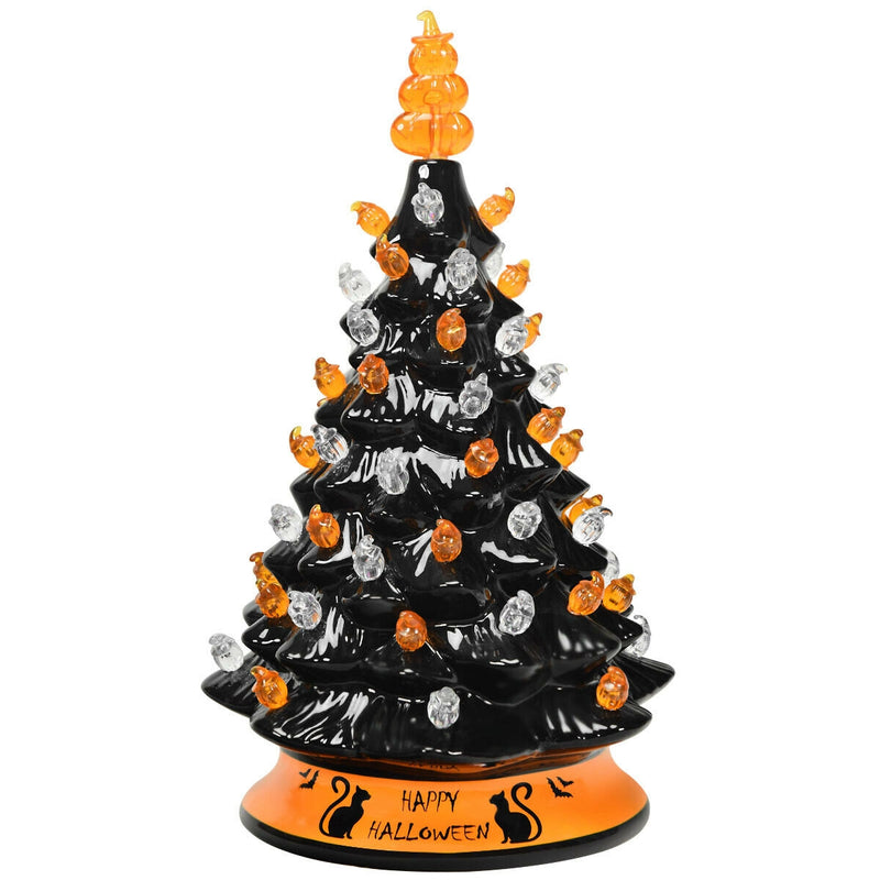 15 Inch Pre-Lit Ceramic Hand-Painted Tabletop Halloween Tree