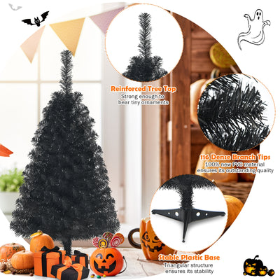 3 Feet Unlit Artificial Christmas Halloween Mini Tree with Plastic Stand