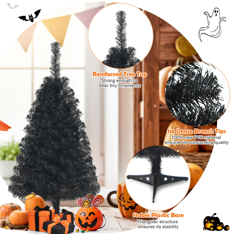 3 Feet Unlit Artificial Christmas Halloween Mini Tree with Plastic Stand