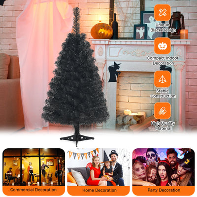 3 Feet Unlit Artificial Christmas Halloween Mini Tree with Plastic Stand