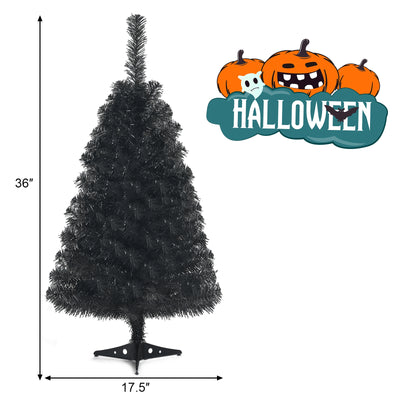 3 Feet Unlit Artificial Christmas Halloween Mini Tree with Plastic Stand