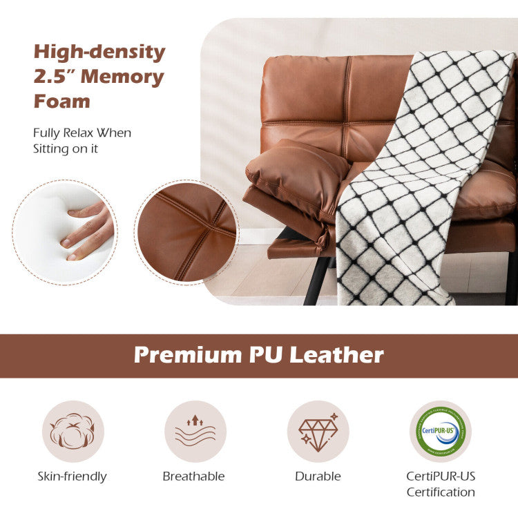 Convertible Memory Foam Futon Sofa Bed with Adjustable Armrest--Brown