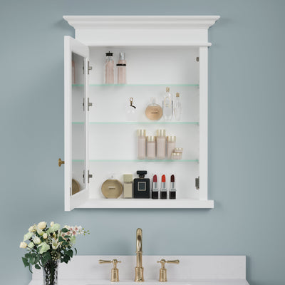 26 in.W x 32 in.H Recessed Bathroom Medicine Cabinet with Mirror in White