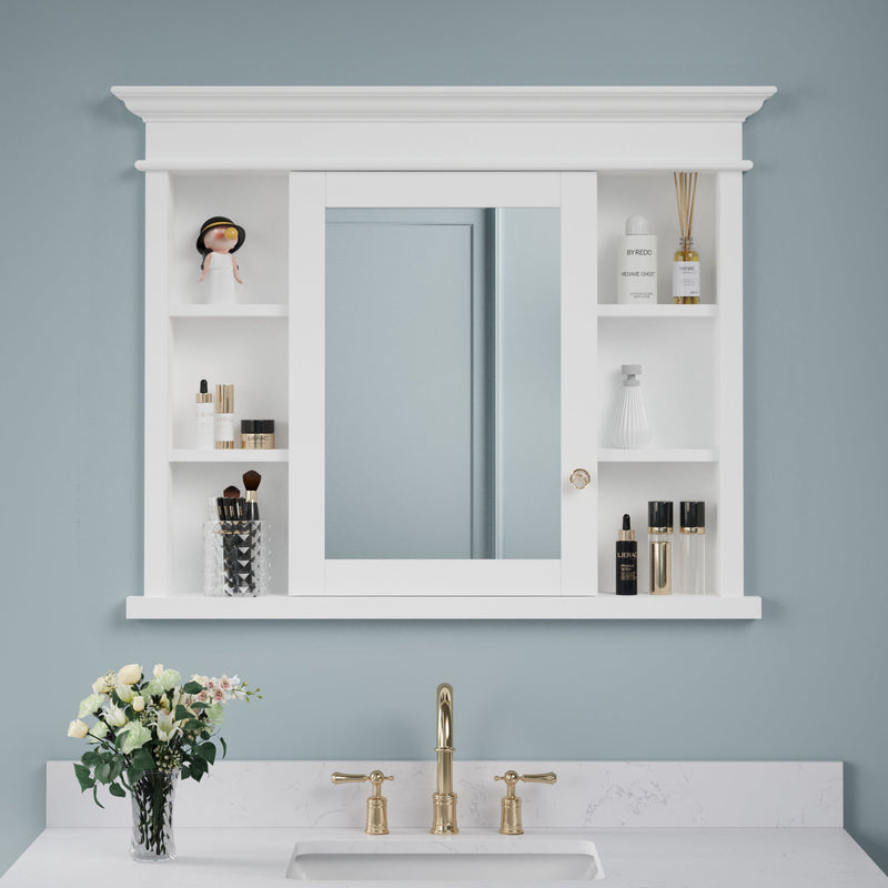 40 in.W x 32 in.H Recessed Bathroom Medicine Cabinet with Mirror in White