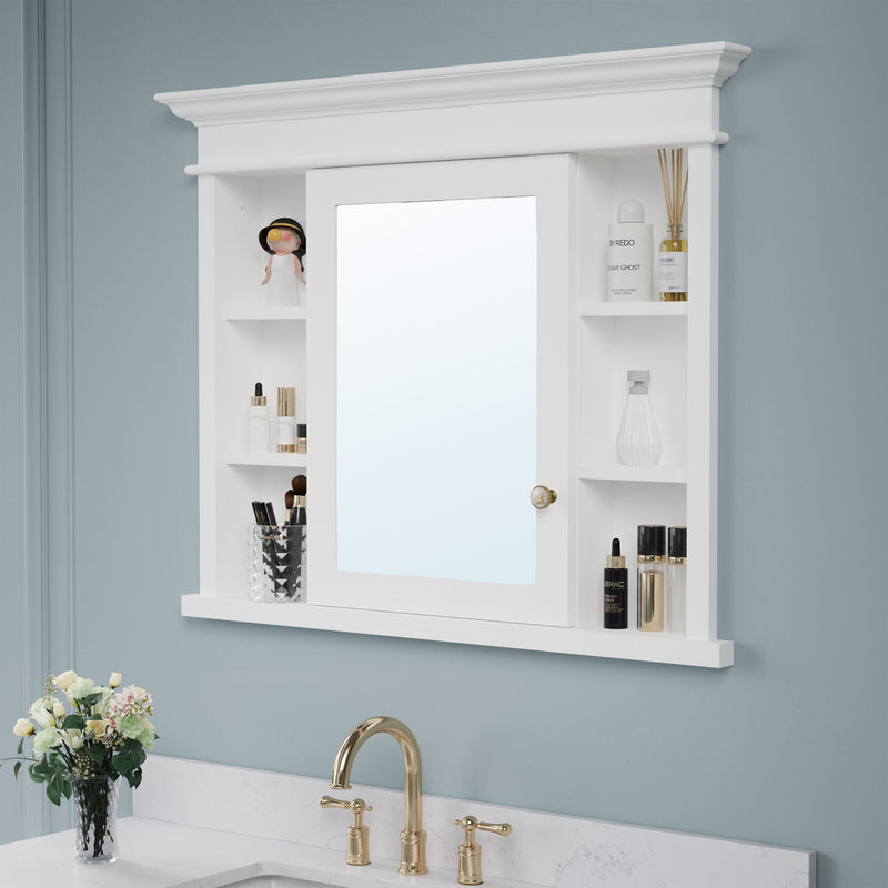 40 in.W x 32 in.H Recessed Bathroom Medicine Cabinet with Mirror in White