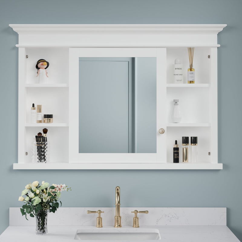 48 in.W x 32 in.H Recessed Bathroom Medicine Cabinet with Mirror in White