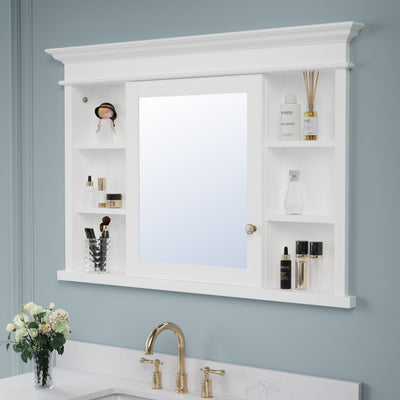 48 in.W x 32 in.H Recessed Bathroom Medicine Cabinet with Mirror in White