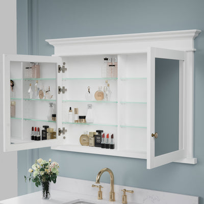 48 in.W x 32 in.H Recessed Bathroom Medicine Cabinet with Mirror in White