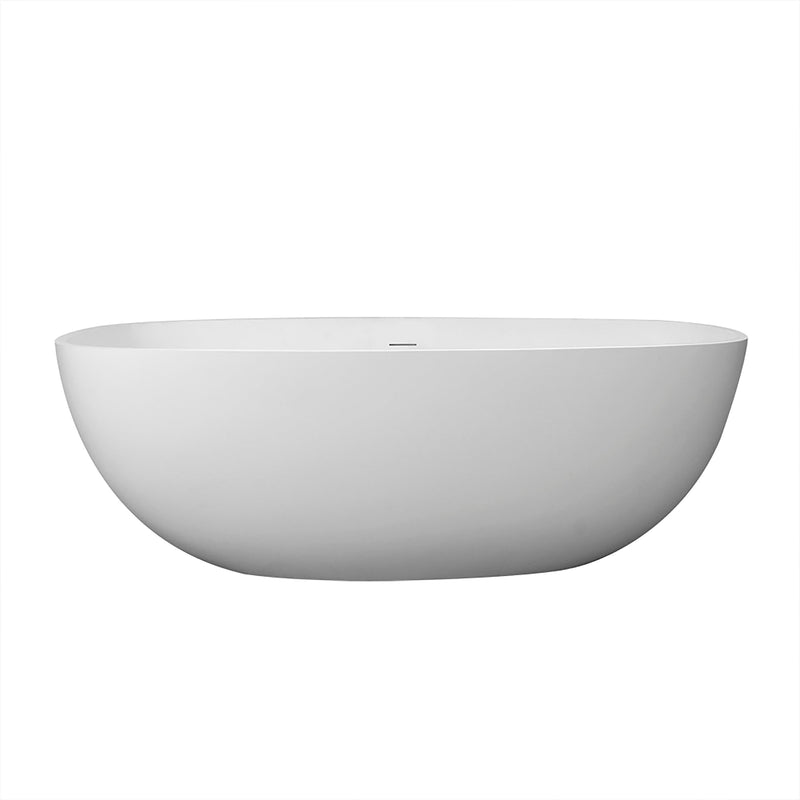 67inch Stone Resin Solid Surface Matte Freestanding Bathtub, White