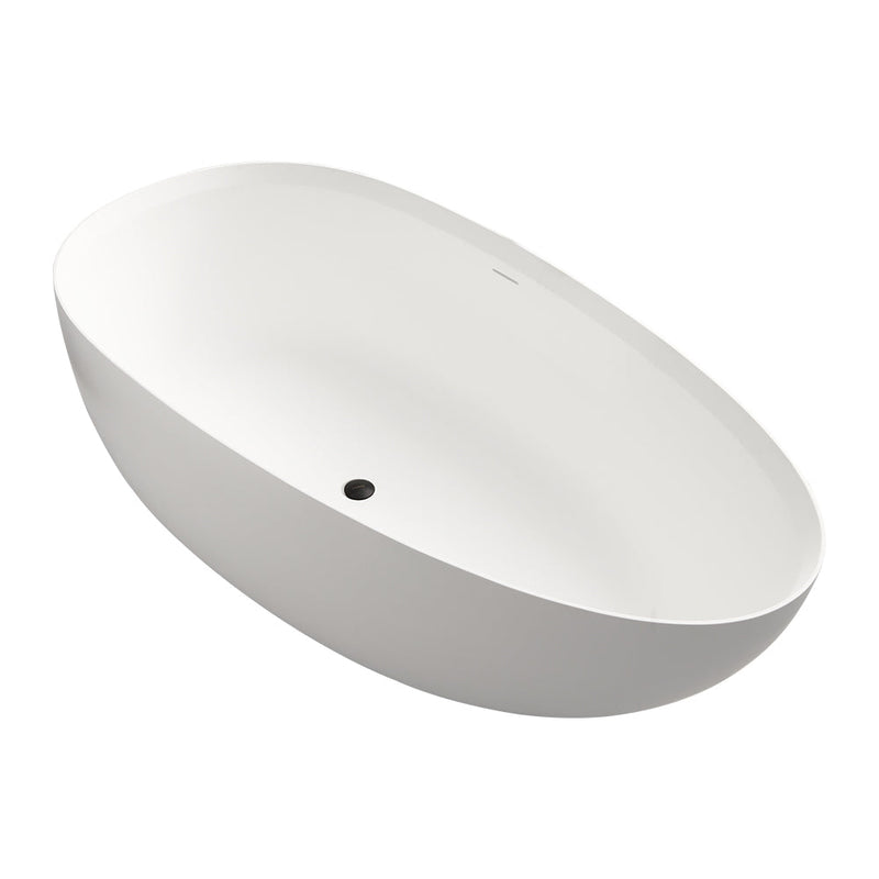 59inch/67inch/71inch Stone Resin Solid Surface Matte Flatbottom Freestanding Bathtub in White