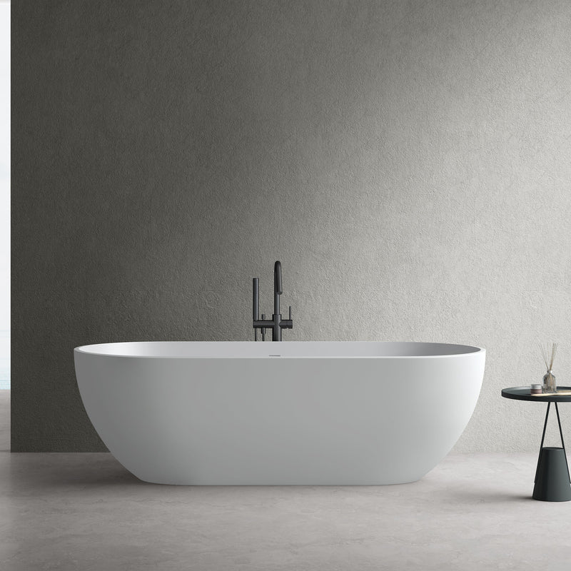 59inch Solid Surface Stone Resin Stand Alone Freestanding Soaking Bathtub