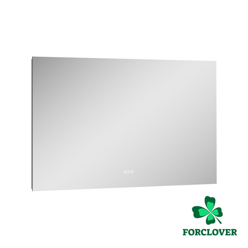 55 in. W x 32 in. H Rectangular Frameless Anti-Fog LED Light Dimmable Bathroom Vanity Mirror in Aluminum