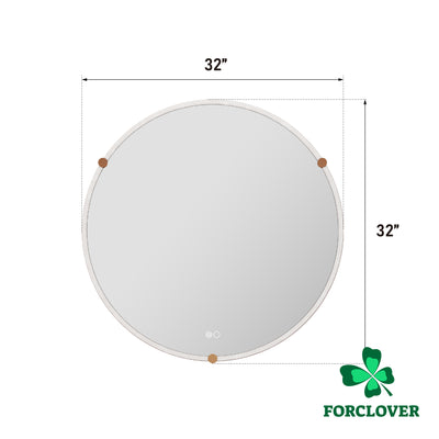 32 in. W x 32 in. H Framed Round LED Light Bathroom Vanity Mirror