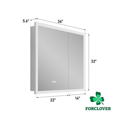 36 in.  x 32 in.  Lighted LED Fog Free Surface/Recessed Mount Silver Mirrored Soft Close Medicine Cabinet