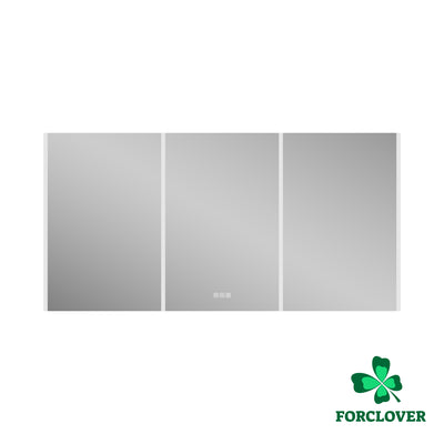 60 in. x 30 in.  Lighted LED Fog Free Surface Mount Silver Mirrored Soft Close Medicine Cabinet