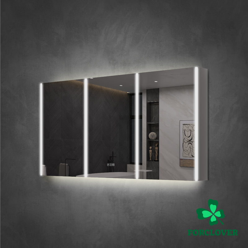 60 in. x 30 in.  Lighted LED Fog Free Surface Mount Silver Mirrored Soft Close Medicine Cabinet