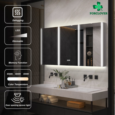 60 in. x 30 in.  Lighted LED Fog Free Surface Mount Silver Mirrored Soft Close Medicine Cabinet