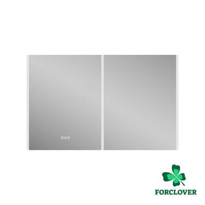 48 in. x 30 in.  Lighted LED Fog Free Surface Mount Silver Mirrored Soft Close Medicine Cabinet