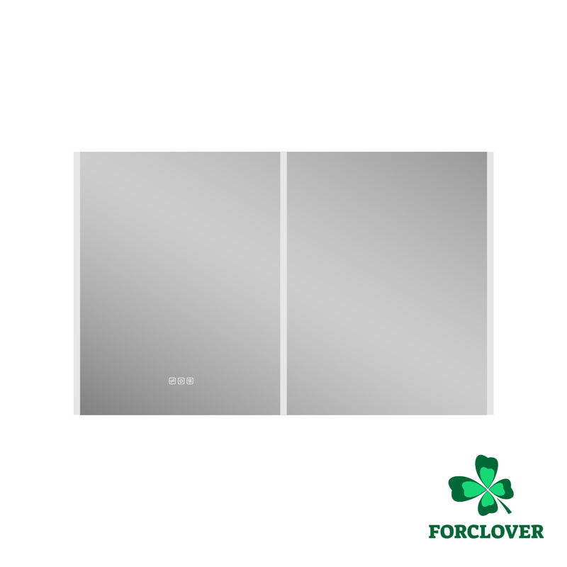 48 in. x 30 in.  Lighted LED Fog Free Surface Mount Silver Mirrored Soft Close Medicine Cabinet