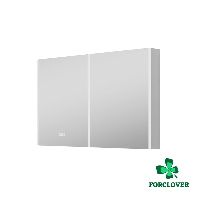 48 in. x 30 in.  Lighted LED Fog Free Surface Mount Silver Mirrored Soft Close Medicine Cabinet