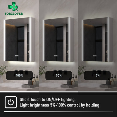 24 in. x 30 in.  Lighted LED Fog Free Surface Mount Silver Mirrored Soft Close Left Medicine Cabinet