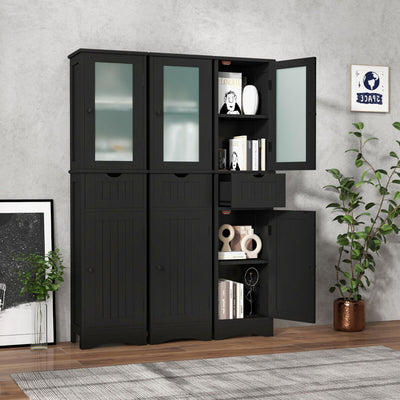 Tall Floor Storage Cabinet with 2 Doors and 1 Drawer for Bathroom