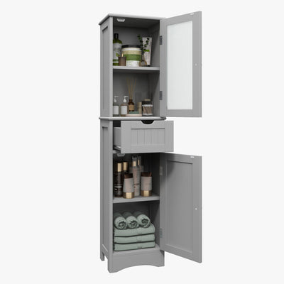 Tall Floor Storage Cabinet with 2 Doors and 1 Drawer for Bathroom