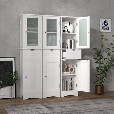 Tall Floor Storage Cabinet with 2 Doors and 1 Drawer for Bathroom