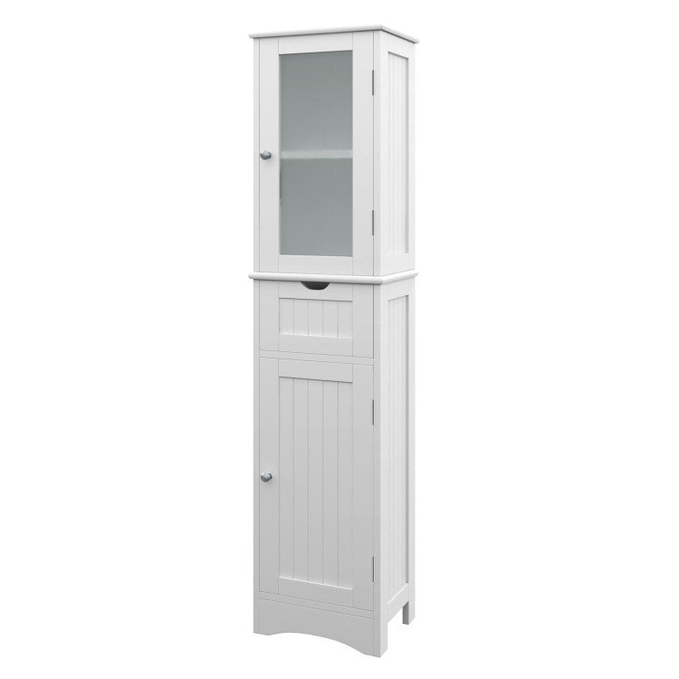 Tall Floor Storage Cabinet with 2 Doors and 1 Drawer for Bathroom