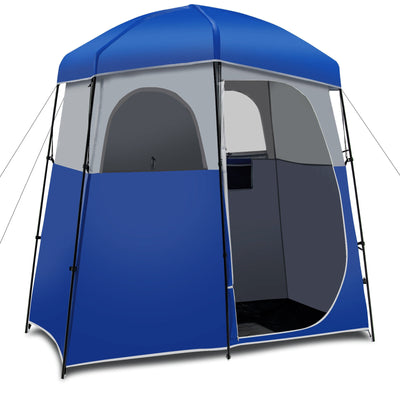 Double-Room Camping Toilet Tent with Floor and Portable Storage Bag