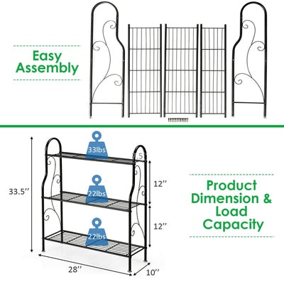 3-Tier Scrollwork Designed Metal Plant Stand