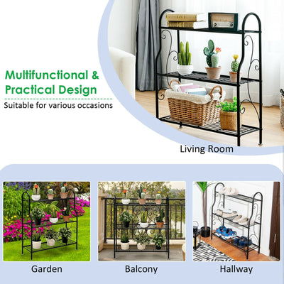 3-Tier Scrollwork Designed Metal Plant Stand