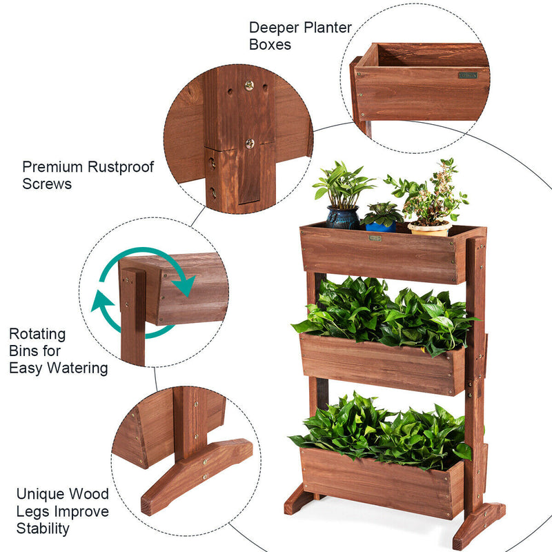 3-Tier Raised Garden Bed Vertical Freestanding Elevated Planter