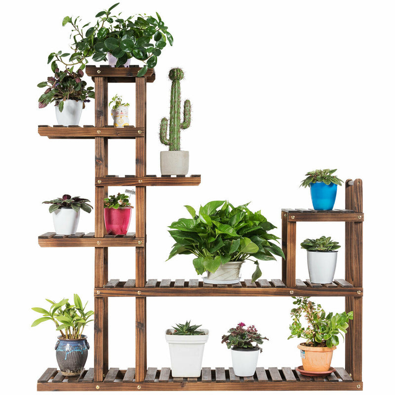 7-Tier Flower Wood Stand Plant Display Rack Storage Shelf