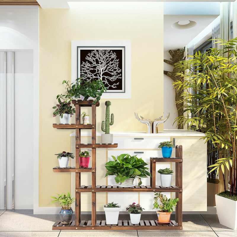 7-Tier Flower Wood Stand Plant Display Rack Storage Shelf