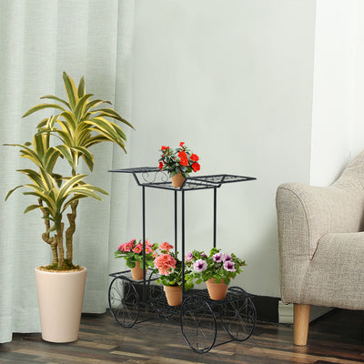 6-Tier Garden Cart Flower Rack Display Decor Pot Plant Holder