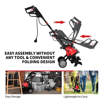 14-Inch 10 Amp Corded Electric Tiller and Cultivator 9'' Tilling Depth