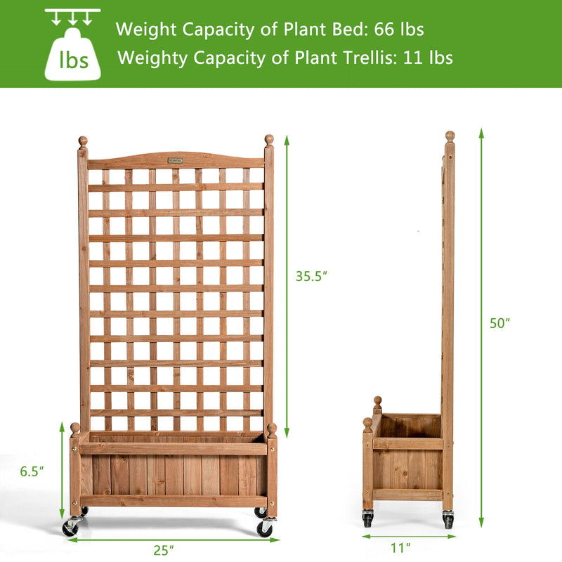 50in Wood Planter with Trellis for Climbing Plant