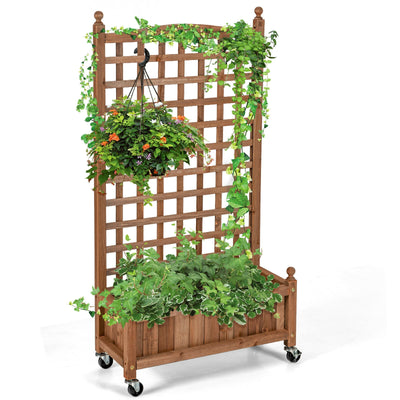 50in Wood Planter with Trellis for Climbing Plant