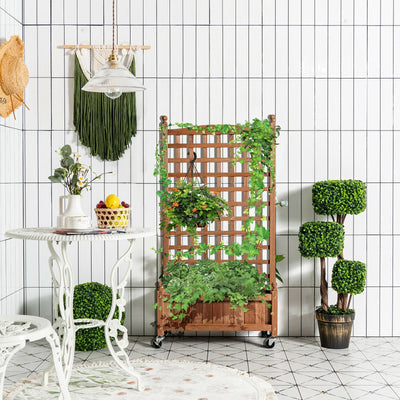 50in Wood Planter with Trellis for Climbing Plant