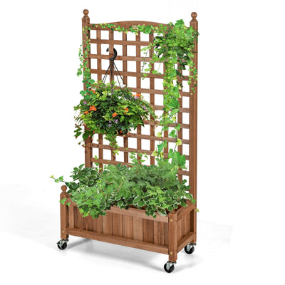 50in Wood Planter with Trellis for Climbing Plant