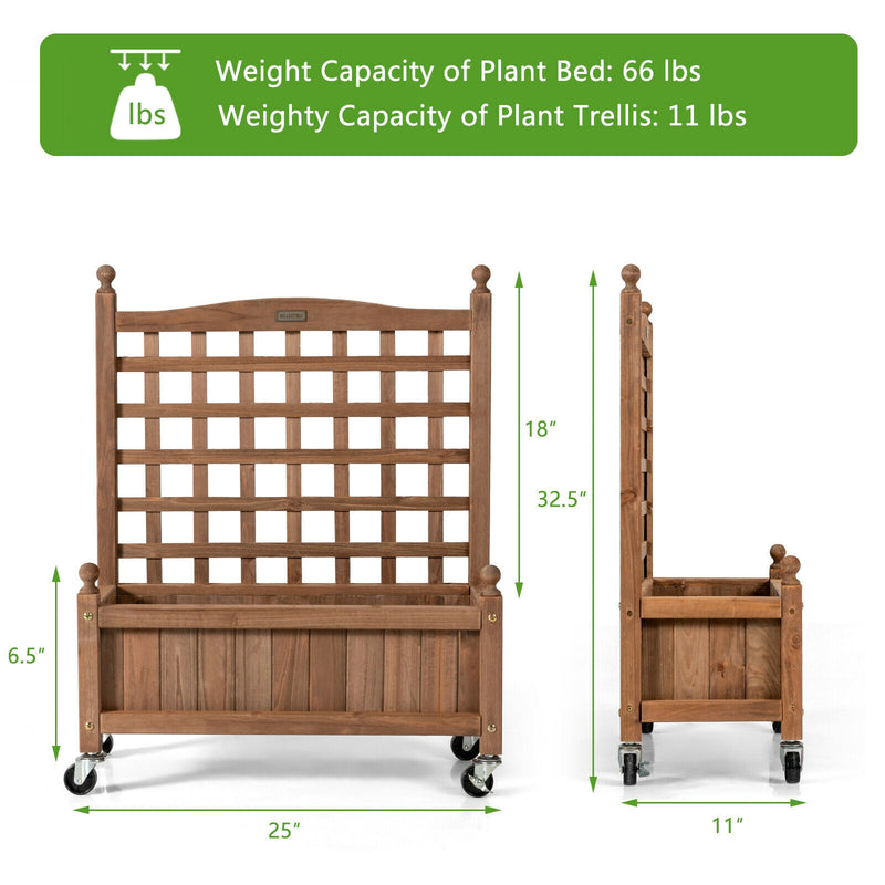 32in Wood Planter with Trellis for Climbing Plant