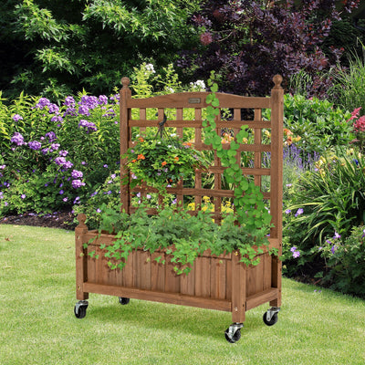 32in Wood Planter with Trellis for Climbing Plant