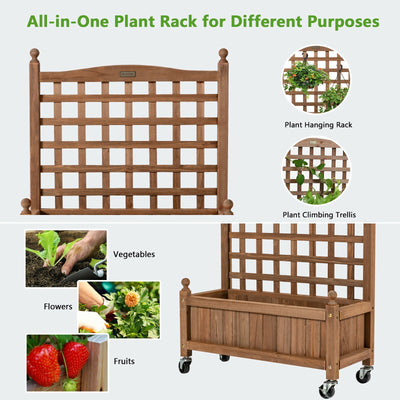 32in Wood Planter with Trellis for Climbing Plant