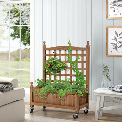 32in Wood Planter with Trellis for Climbing Plant