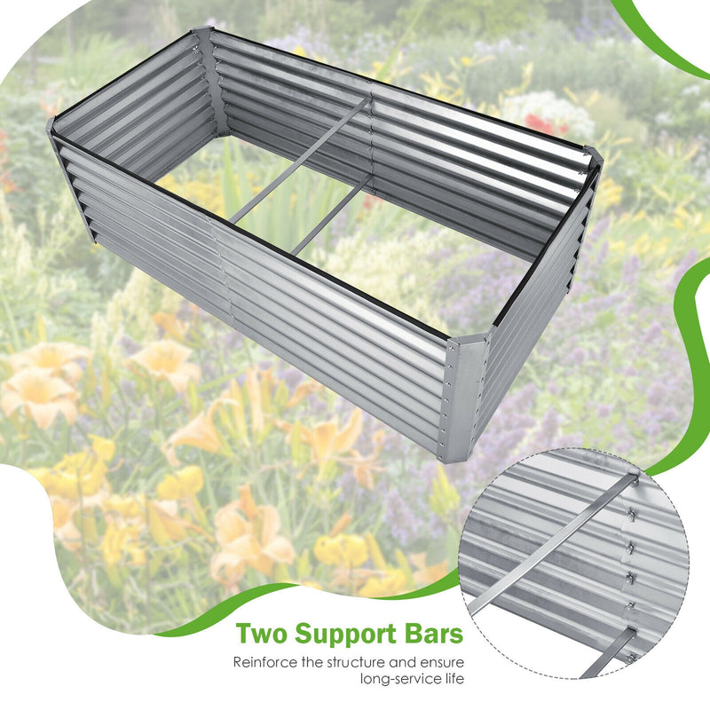 6 x 3 x 2 Feet Rustproof Metal Planter Box with Ground Stakes for Plants