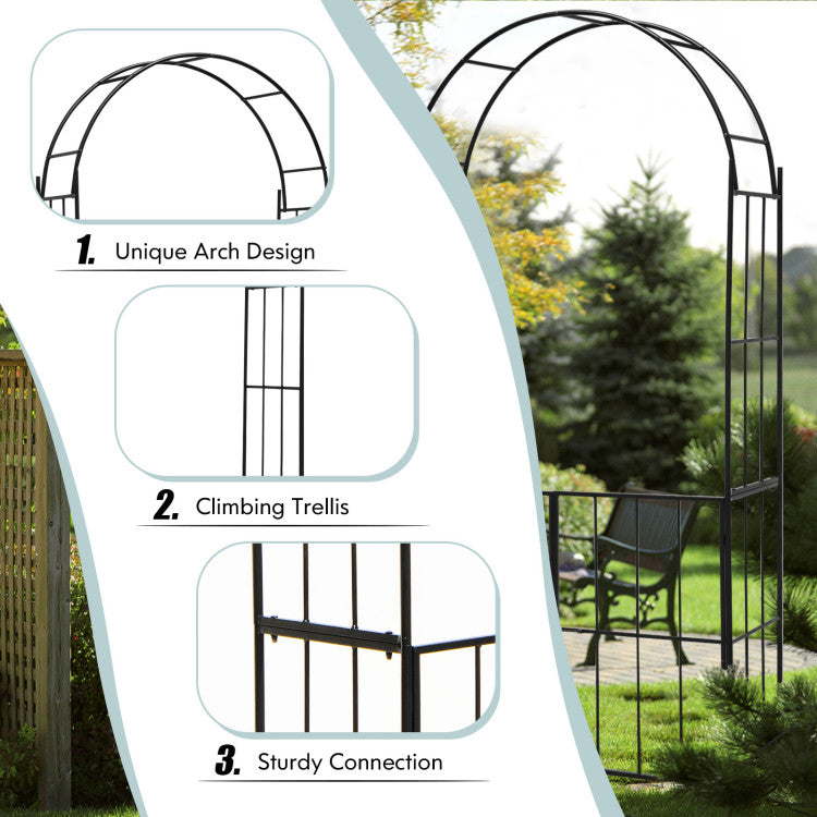 Garden Arch Arbor Trellis with Gate Patio Plant Stand Archway